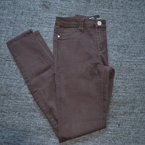 Brown Skinny High Rise Jeggings - Picture 3 of 4